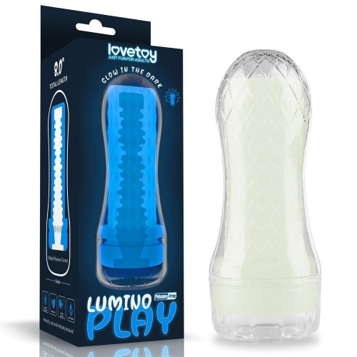 LoveToy Lumino Play Masturbator Crystal Ribbed - мастурбатор, светящийся в темноте, 20.5х8 см (прозрачный)
